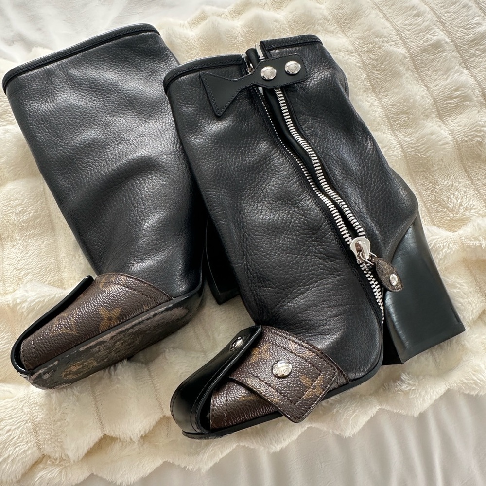 Louis Vuitton Black and Brown Ankle Boots